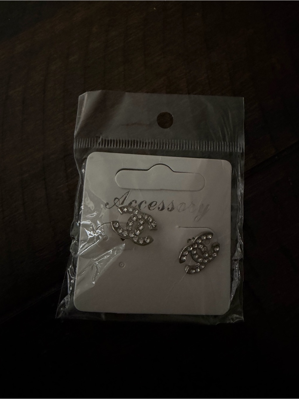Crystal Interlocking Logo Stud Earrings - Silver